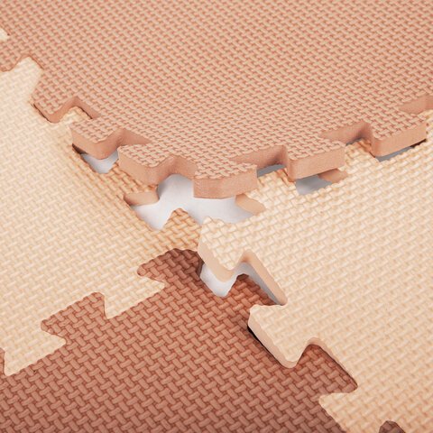 Коврик-пазл напольный 0.9×0.9 м, мягкий, бежевый, 9 элементов 30×30 см, толщина 1 см, ЮНЛАНДИЯ