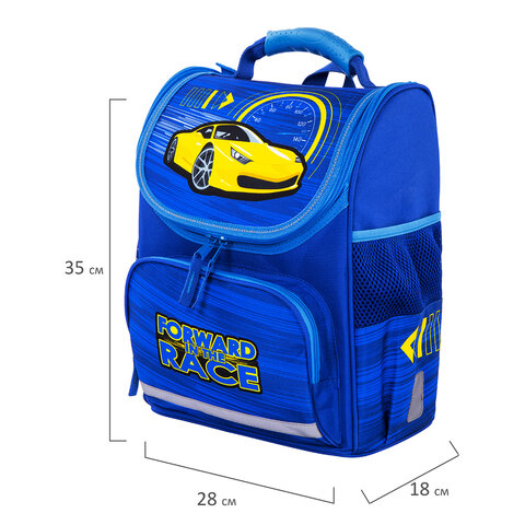 Ранец ПИФАГОР BASIC, с эргономичной спинкой, «Racing car», 35×28х18 см