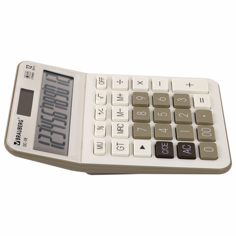 Калькулятор настольный BRAUBERG DC-118-BG (175×126 мм)12 разрядовдвойное питаниебежевый272963