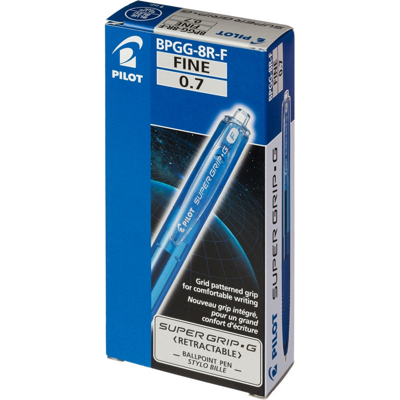 Ручка шариковая масляная автоматическая Pilot Super Grip BPGG-8R-F-L синяя (толщина линии 0.22 мм)