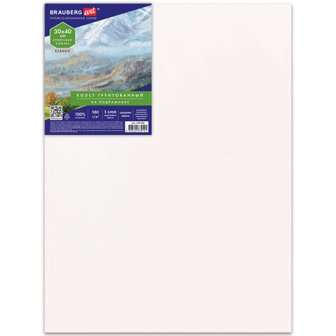 превью Холст на подрамнике 30×40 см, 380 г/м2, грунтованный, 100% хлопок, BRAUBERG ART