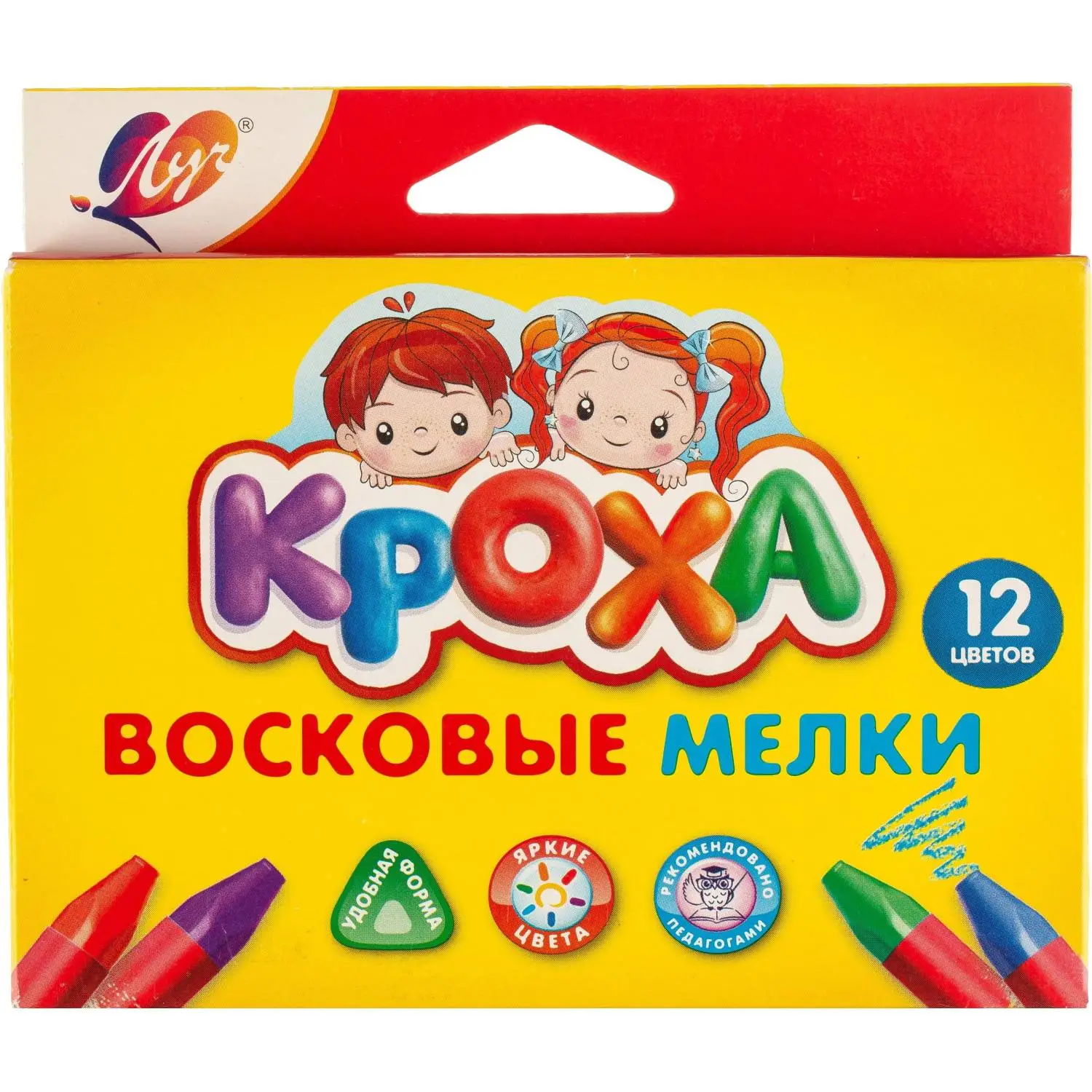 превью Мелки восковые Луч Кроха трехгранные 12 цветов