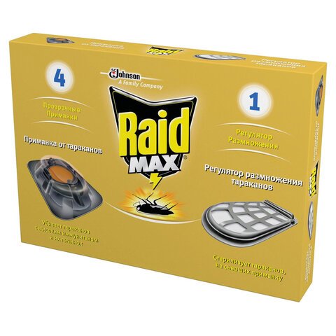 превью Средство от насекомых RAID (Рейд), от тараканов, регулятор размножения 1 шт. + приманка 4 шт. 