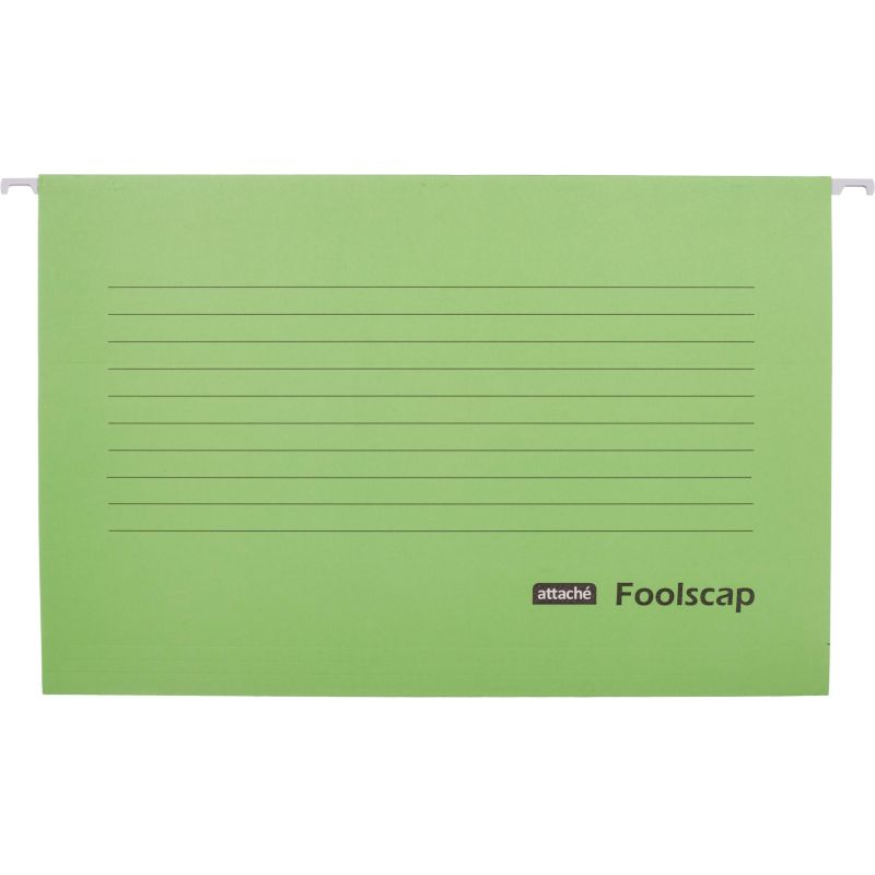 превью Папка подвесная Attache Foolscap, картон зеленый, до 200л., 5шт/уп