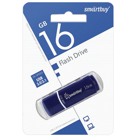Флэш-диск 16 GB SMARTBUY Crown USB 3.0, синий