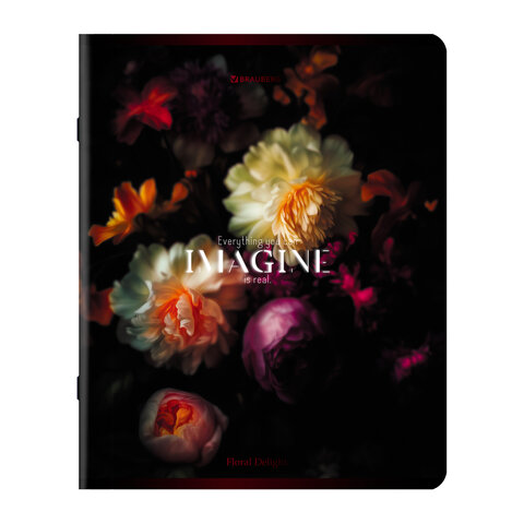 Тетради ДЭК А5 48 л. КОМПЛЕКТ 5 шт. BRAUBERG скоба, клетка, глянцевый лак, «Цветы»