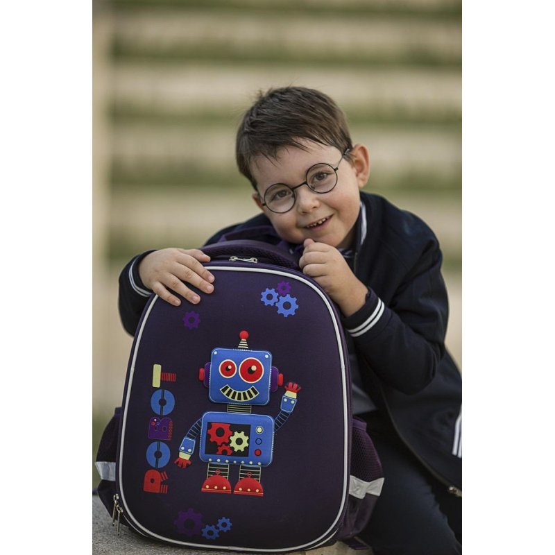 Ранец №1School 3D Robot, 2 отд., эргоном. спинка