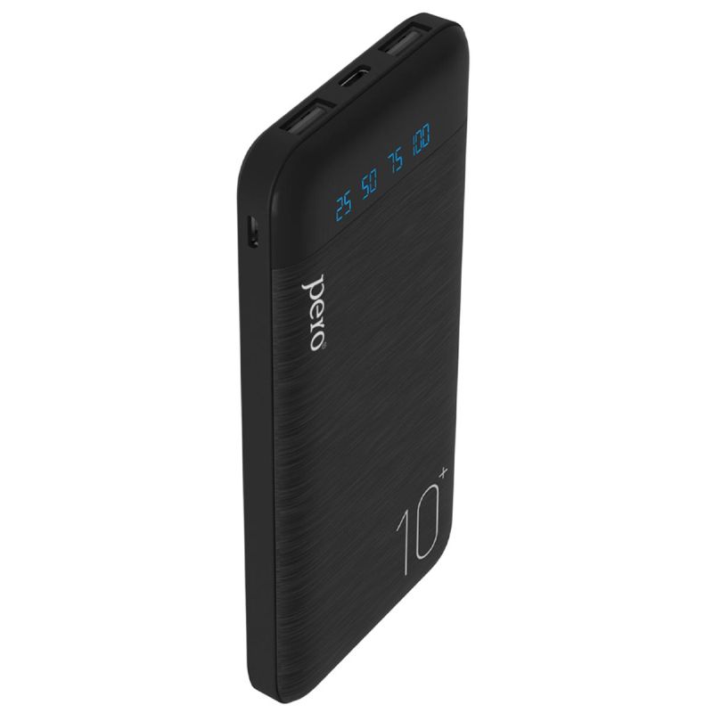 Внешний аккумулятор PERO PB03 10000 mAh, Li-Pol, output 2xUSB-A 2.1A, черн