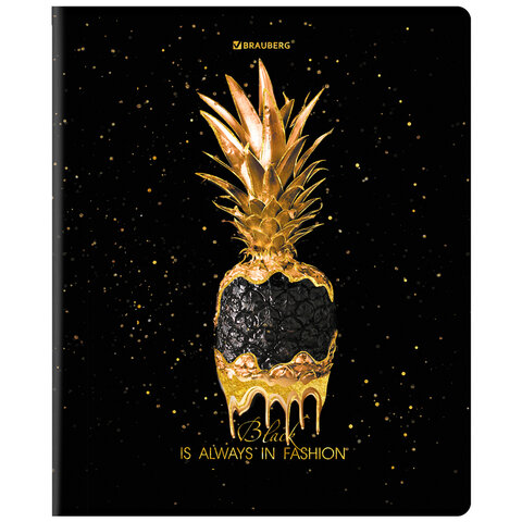 Тетради ДЭК А5 48 л. КОМПЛЕКТ 5 шт. BRAUBERGклеткаматовая ламинацияфольга«Black&Gold»404677