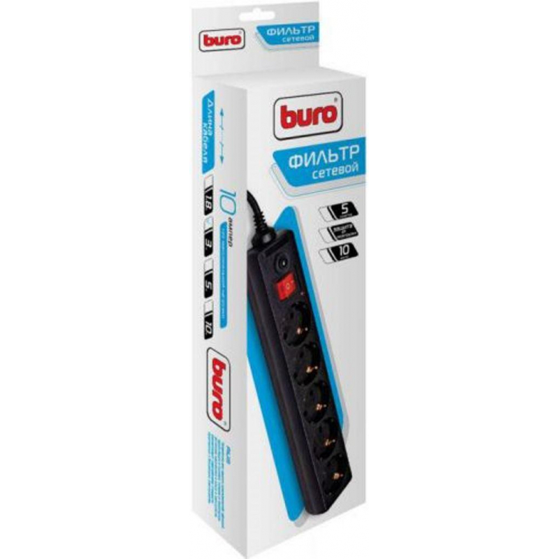 Сетевой фильтр Buro 500SH-3-B 3м (5 розеток) черный