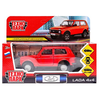 Машина игрушечная Технопарк «Lada 4×4», LADA, металл., 12см, красный, инерционная, с подвижными элементами