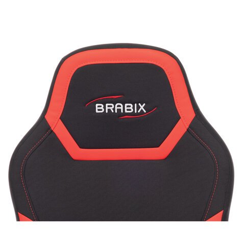 Кресло компьютерное BRABIX «Alpha GM-018», ткань/экокожа, черное/красное, 532637
