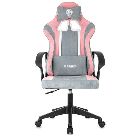 Кресло компьютерное BRABIX ''Forcer GM-127''2 подушкитканьрозовое/серое533215