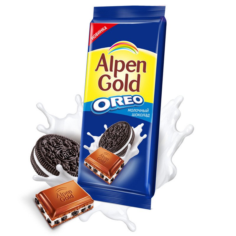 Шоколад Alpen Gold плитка молочный с Oreo 95г арт. 66666 - купить в ...