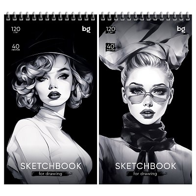 Скетчбук 40л. 105×195мм на гребне BG «Fashion Week», 120г/м2