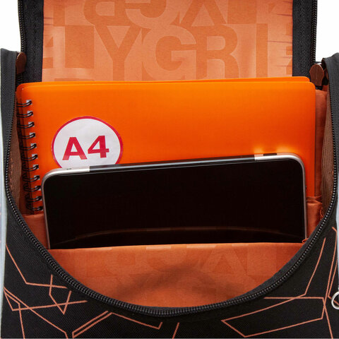 Ранец GRIZZLY анатомическая спинка, с мешком для обуви, для мальчиков, SERIOUS, 33×25х13 см