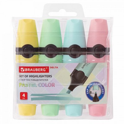 Набор текстовыделителей BRAUBERG 4 шт., АССОРТИ, «DELTA PASTEL», линия 1-5 мм
