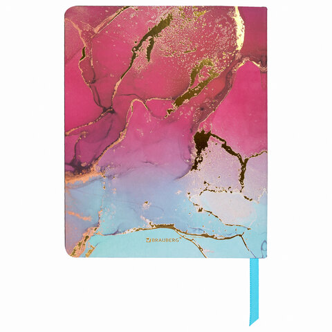 Тетрадь А5 (168×208мм) 80л, кожзам, клетка, бумага 70г/м, фольга, BRAUBERG_Серия_Назва