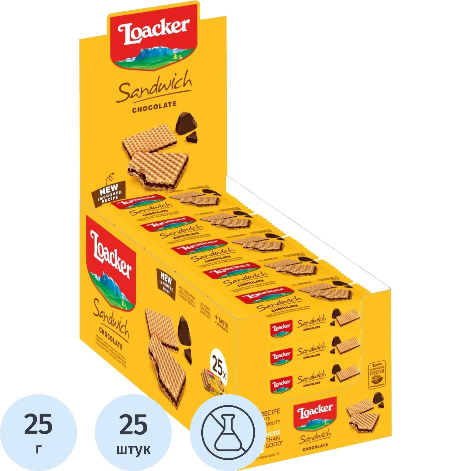 Вафли Loacker шоколад (25 штук по 25 г)
