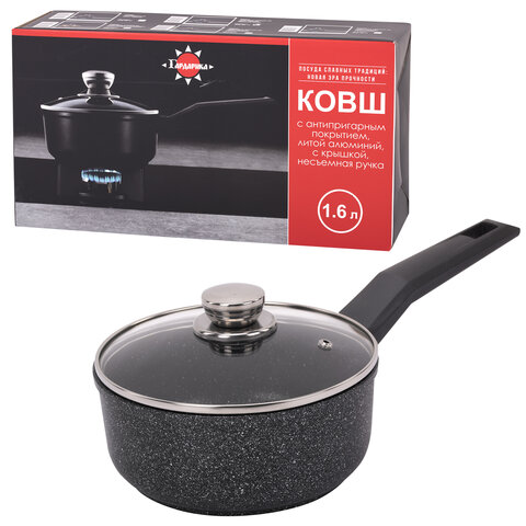 превью Ковш 1.6 л с крышкой и ручкой, пятислойное антипригарное покрытие, ГАРДАРИКА «Орион», 1616-04-10