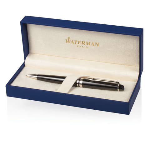 Ручка подарочная шариковая WATERMAN «Expert 3 Black Lacquer CT», черный лак, палладиевое покрытие деталей, синяя