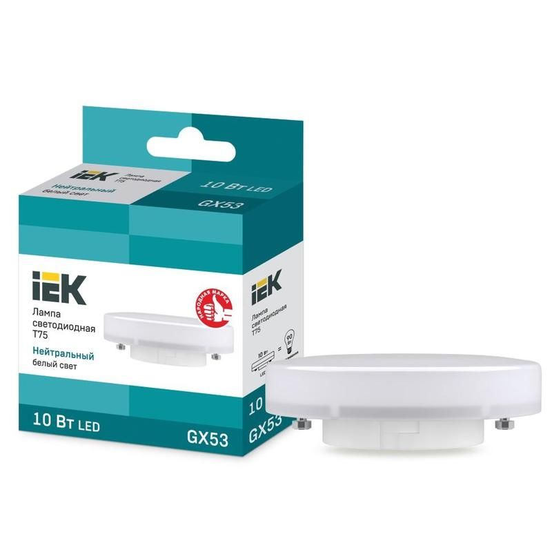 Лампа светодиодная IEK ECO T 10Вт GX53 4000К 900Лм 230В LLE-T80-10-230-40-GX53
