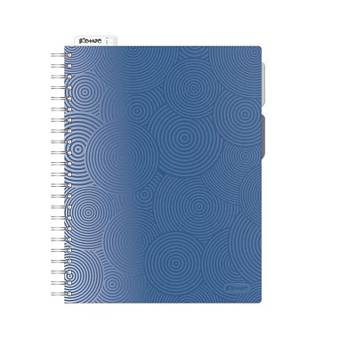 Бизнес-тетрадь Комус на спирали, синий, А4, 140л, клетка, раздел. 