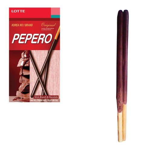 превью Печенье-соломка LOTTE «Pepero Original», в шоколадной глазури, в картонной упаковке, 47 г, Корея