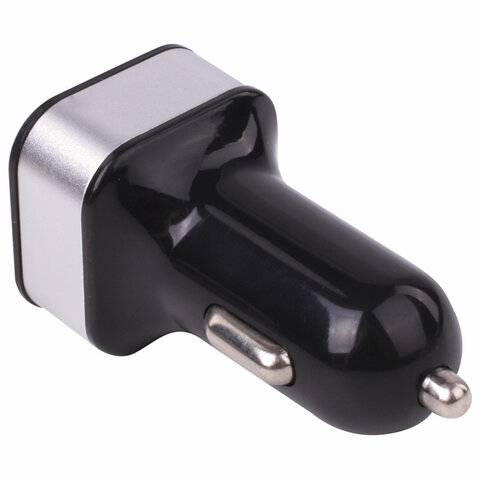 Зарядное устройство автомобильное SONNEN, 2 порта USB, выходной ток 2.1 А, черное-белое, 454796