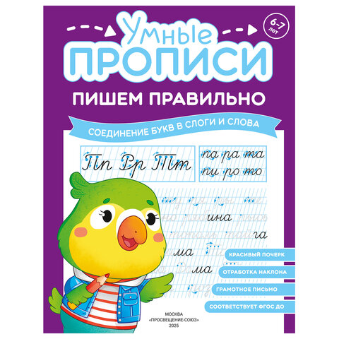 Прописи «Умные прописи ПИШЕМ ПРАВИЛЬНО», 6+, КОМПЛЕКТ 4 шт., 64 стр., 160×215 мм, ПРОСВЕЩЕНИЕ, 0417-01
