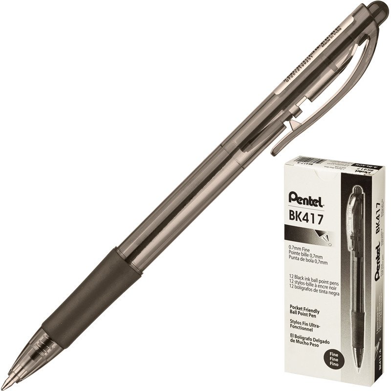 Ручка шариковая PENTEL BK417-А автомат рез.манж.черный ст. 0,3мм