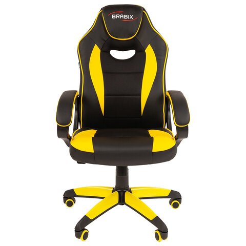 Кресло компьютерное BRABIX «Blaze GM-162», ткань TW/экокожа, черное/желтое, 532579