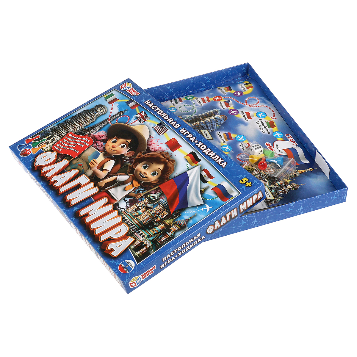 Игра настольная Умные игры «Ходилка. Флаги мира», картонная коробка