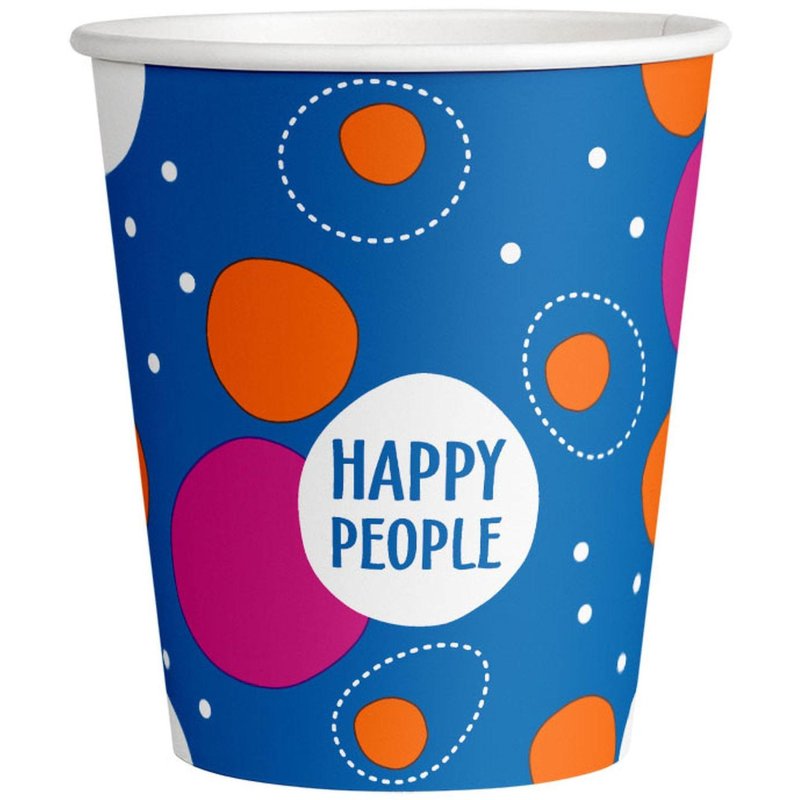 Стакан одноразовый бум односл. 250 мл d-80мм Happy People МИКС 50шт/уп