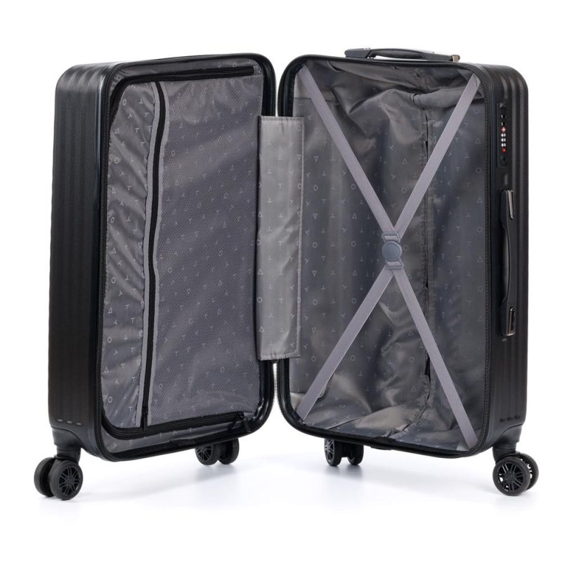 Чемодан TORBER Lama, черный, ABS-пластик, 43×25.5×67см, 62 л, T1919M-Black