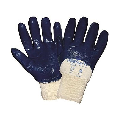 Перчатки защитные Diggerman РЧ хлопковые с нитрильным покрытием синие (размер 9, L)