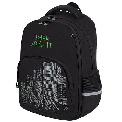 Рюкзак BRAUBERG SOFT, 2 отделения, 3 кармана, «Dark night», СВЕТООТРАЖАЮЩИЙ ПРИНТ, 40×31х15 см
