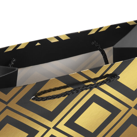 Пакет подарочный 17.8×9.8×22.9 см ЗОЛОТАЯ СКАЗКА «Gold Luxury», тиснение фольгой, черный