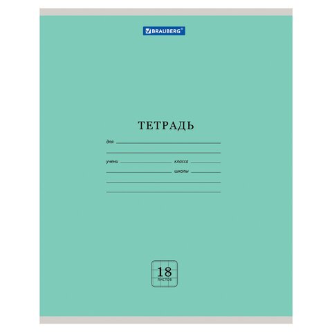 превью Тетрадь 18 л. BRAUBERG «ЭКО», клетка, обложка плотная мелованная бумага, ЗЕЛЕНАЯ ПАСТЕЛЬНАЯ, 105675