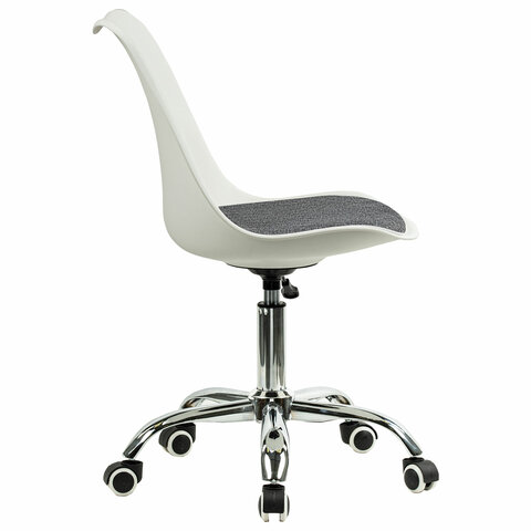 Кресло стул BRABIX «Eames MG-310 CH», хром, пластик белый, ткань серая