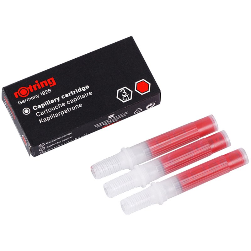 превью Чернила для рапидографа Rotring, красный, картридж, 3 шт., картон. уп. 