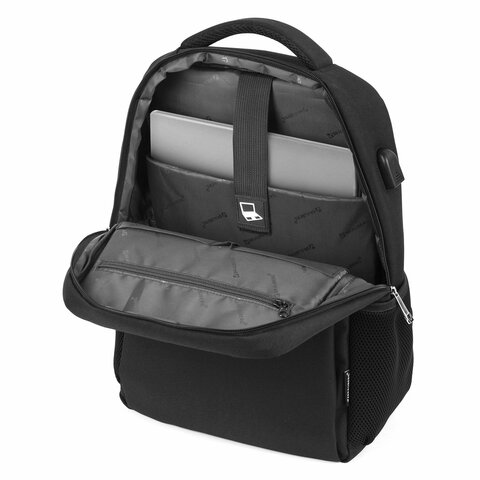 Рюкзак BRAUBERG FUNCTIONAL с отделением для ноутбука, USB-порт, багажная лента, Firm, 43×30x15 см