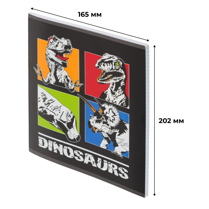 Тетрадь общая А5 48л №1School Dinosaurs, клет, скреп, ВД-лак
