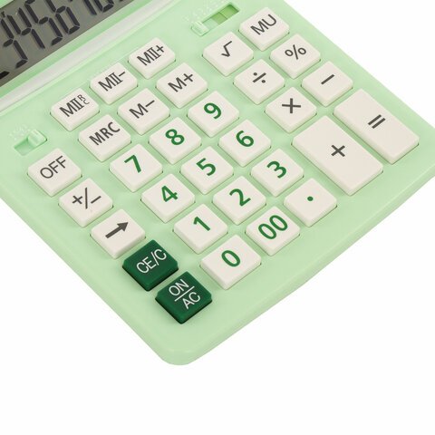 Калькулятор настольный BRAUBERG EXTRA PASTEL-12-LG (206×155 мм), 12 разрядов, двойное питание, МЯТНЫЙ