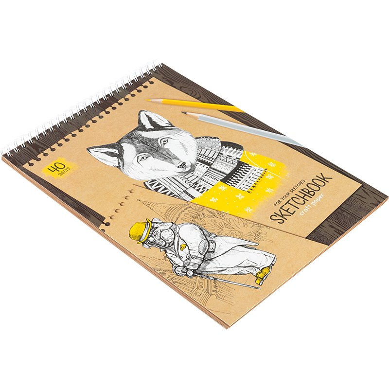 Скетчбук 40л. А4 на гребне ArtSpace «Craft style», 80г/м2, крафт