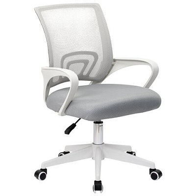 Кресло CROMEX (КРОМЕКС) «Top CH-695W», с подлокотниками, пластик белый, сетка/ткань TW, серое