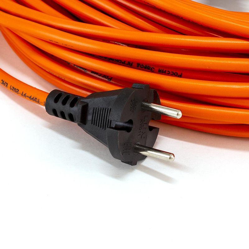 Удлинитель КОМУС ПВС 2×0.75кв. мм. 30м 6А без/з., без/загл., IP20, цвет оранж