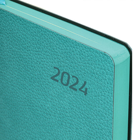 Ежедневник датированный 2024 А5 138×213 мм BRAUBERG «Stylish», под кожу, гибкий, бирюзовый