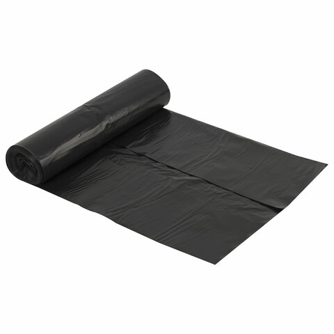Мешки для мусора 240 л, черные, в рулоне 5 шт., ПВД, 30 мкм, 90×130 см (±5%), эконом, ЛЮБАША
