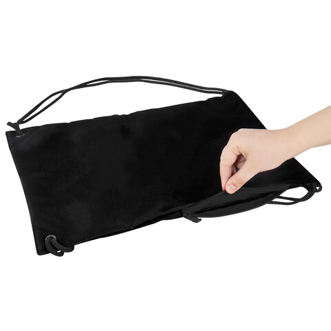 Мешок для обуви BRAUBERG плотный, карман на молнии, подкладка, 43×33 см, Total Black
